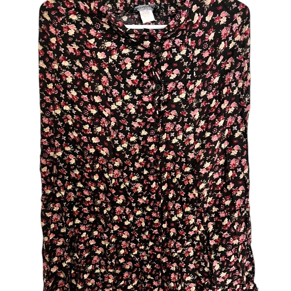 Inclinations Vintage 90s Floral Black and Pink Women's Skirt